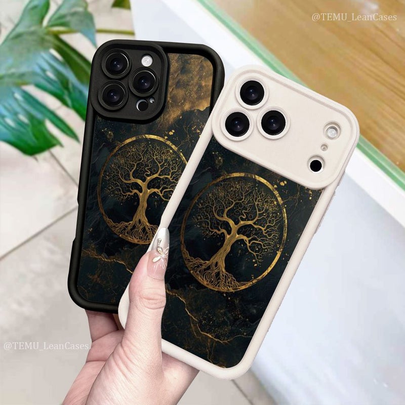 غطاء هاتف لـ iPhone 17e مزيج الألوان 1 نحيف مع حماية مطبوعة بتصميم رخامي وأشجار - Image 2