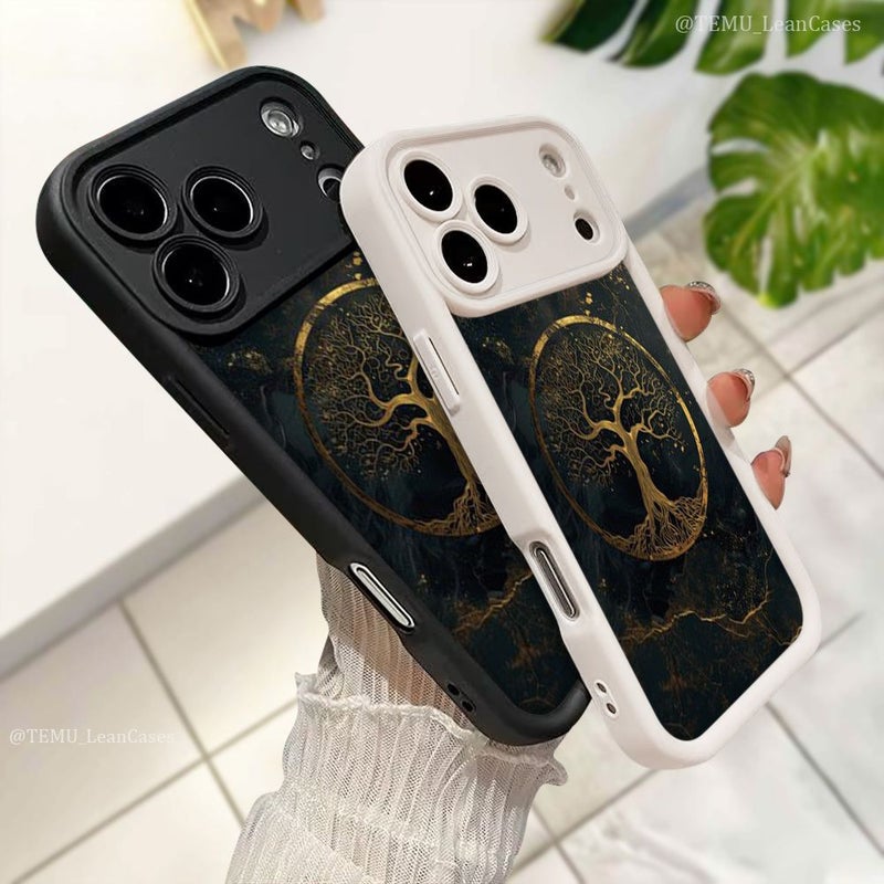غطاء هاتف لـ iPhone 17e مزيج الألوان 1 نحيف مع حماية مطبوعة بتصميم رخامي وأشجار - Image 4