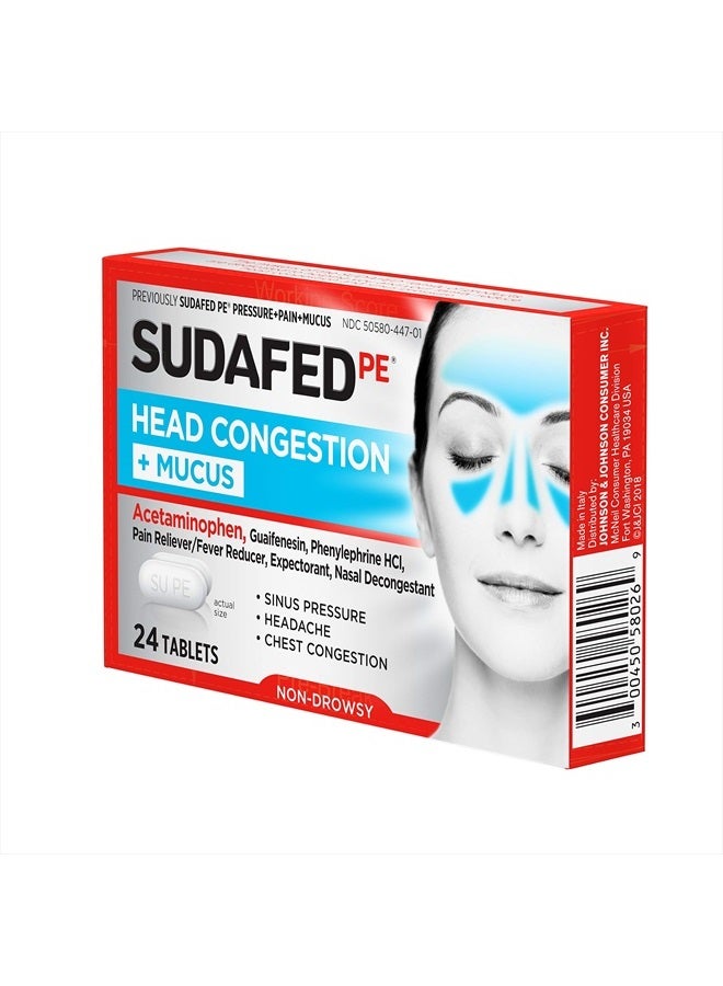 Sudafed PE Head Congestion + Mucus Tablets for Sinus Pressure, Pain & Congestion, 24 ct - Image 5