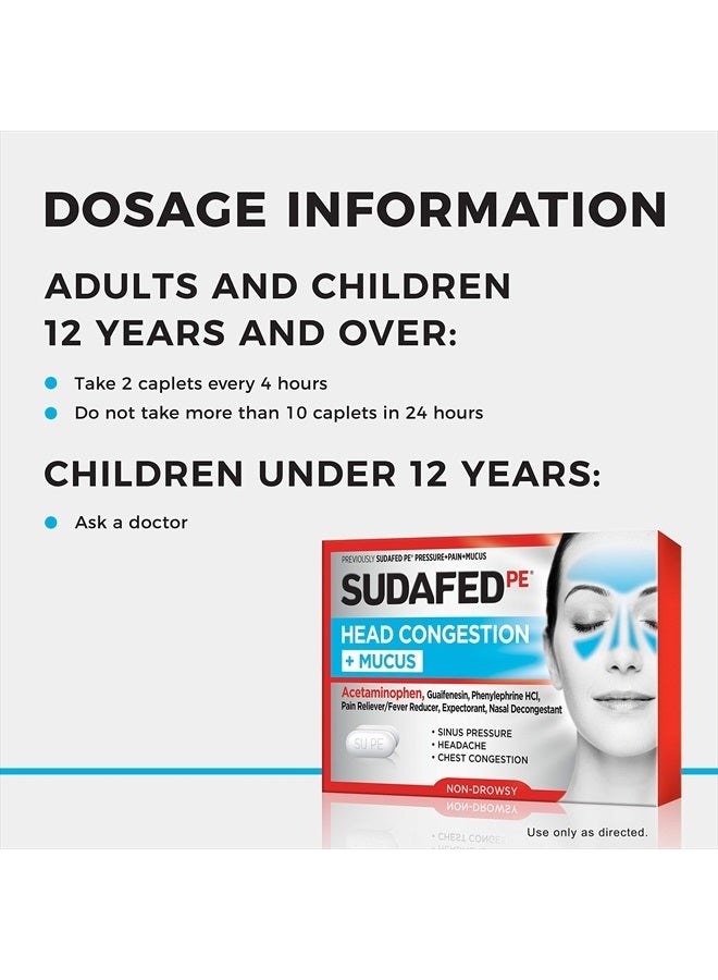 Sudafed PE Head Congestion + Mucus Tablets for Sinus Pressure, Pain & Congestion, 24 ct - Image 3