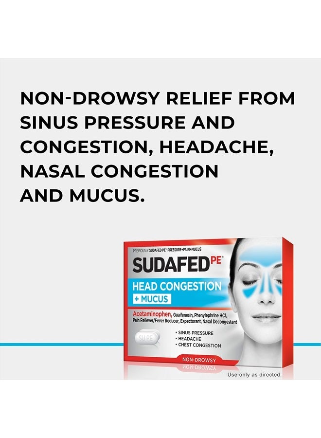 Sudafed PE Head Congestion + Mucus Tablets for Sinus Pressure, Pain & Congestion, 24 ct - Image 2