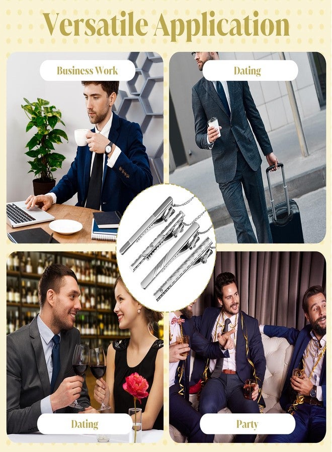 Thrymme 4PCS Silver Tie Clips for Men, Stainless Steel Tie Clip, Suitable for Formal Business Wedding Christmas Father’s Day Gift (Silver) - Image 5