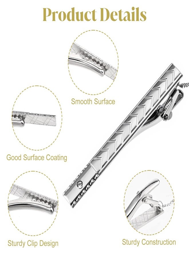 Thrymme 4PCS Silver Tie Clips for Men, Stainless Steel Tie Clip, Suitable for Formal Business Wedding Christmas Father’s Day Gift (Silver) - Image 4