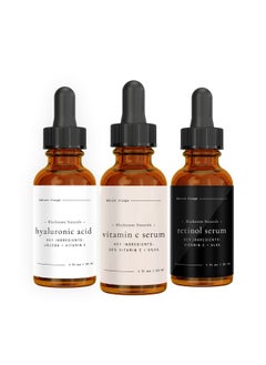 BLACKSTONE Age Defying Facial Serum Set | Vitaminc Retinol Hyaluronic Acid (3 Pack) For Day And Night Beauty Regimen All Natural And Moisturizing  - Image 1