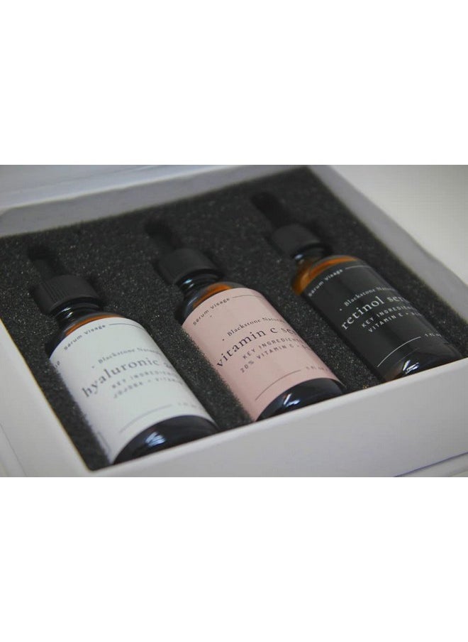 BLACKSTONE Age Defying Facial Serum Set | Vitaminc Retinol Hyaluronic Acid (3 Pack) For Day And Night Beauty Regimen All Natural And Moisturizing  - Image 2
