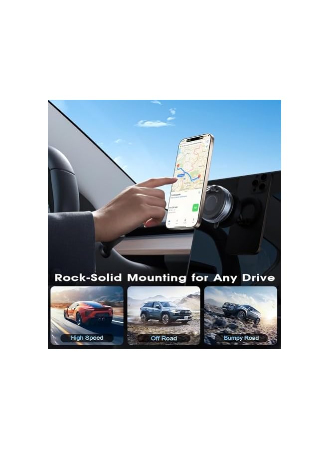 S-TOP Magnetic Car Phone Mount, Strong Suction Cup Compatible, 360° Rotatable Dashboard Windshield Magnetic Mobile Holder for Car/Mirror/Smooth Surface, N52 Grade Magnets - Image 4