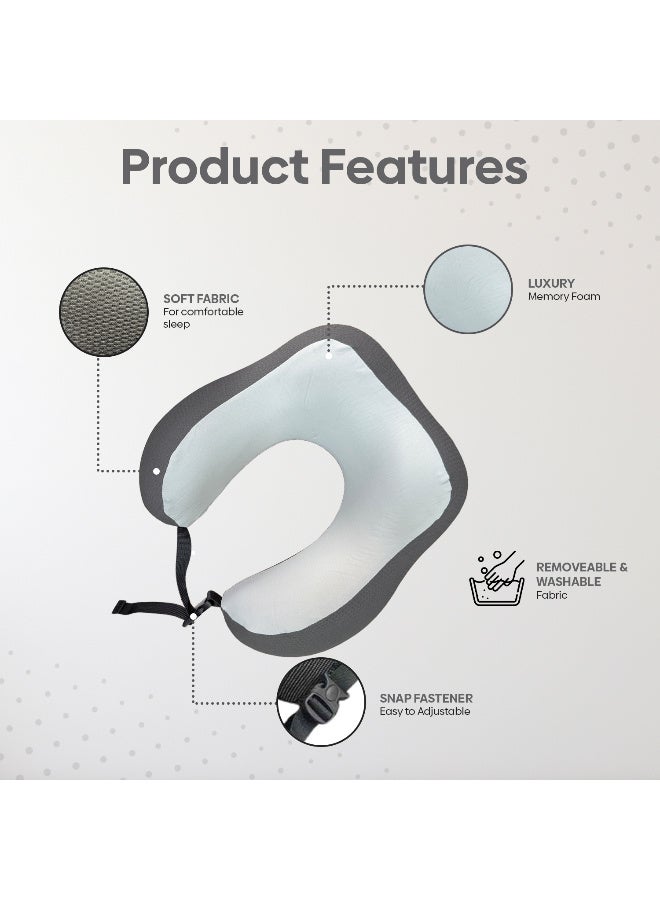 أرابيكو وسادة سفر - وسادة رقبة من إسفنج الذاكرة النقي بنسبة 100% مع غطاء قابل للتهوية، قابلة للغسل في الغسالة، مجموعة سفر بالطائرة مع قناع عين ثلاثي الأبعاد، سدادات أذن وحقيبة فاخرة - مقاس قياسي - Image 4