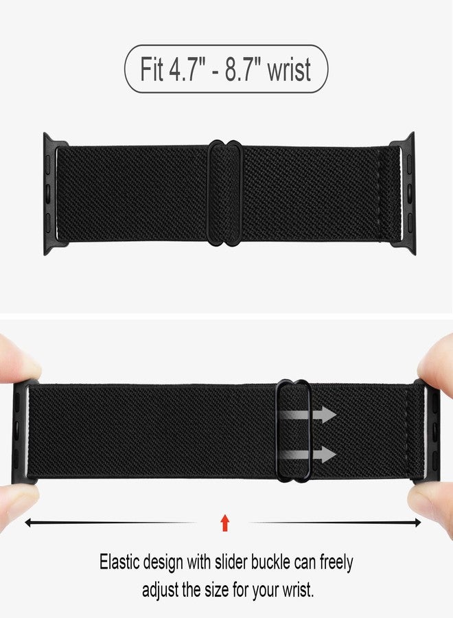 CCnutri Stretchy Nylon Solo Loop Bands Compatible with Apple Watch 38mm 40mm 41mm 42mm 44mm 45mm 49mm, Adjustable Braided Sport Elastic Wristbands Women Men Straps for iWatch Series - Image 2