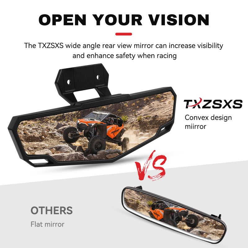 Generic TXZSXS UTV Polaris RZR Rear View Mirror Compatible with Polaris RZR PRO XP/XP 4, RZR Trail, RZR Turbo R, Center Convex Rearview Mirror Replace Part Number # 2883763  - Image 2