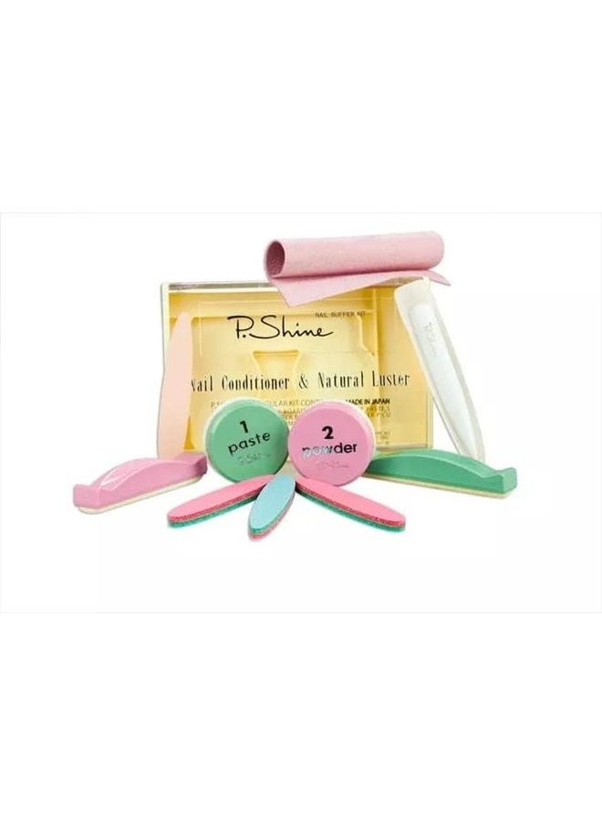Kodi Prof Corporation NEONAIL Japanese Manicure '' P.Shine'' SET Nail Conditioner & Natural Luster Nail Buffer Kit Green/Pink 8g Paste 5g Powder  - Image 1