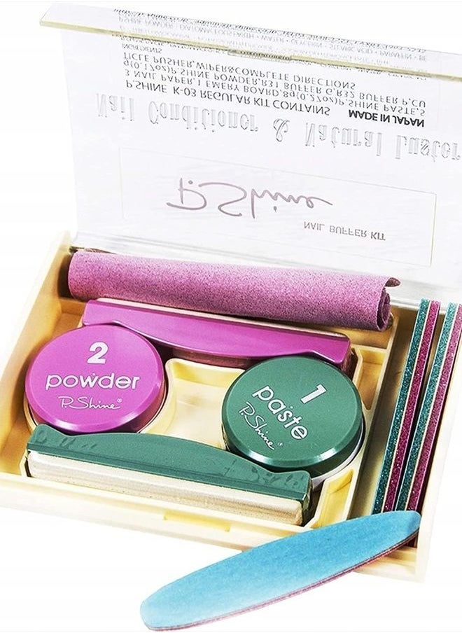 Kodi Prof Corporation NEONAIL Japanese Manicure '' P.Shine'' SET Nail Conditioner & Natural Luster Nail Buffer Kit Green/Pink 8g Paste 5g Powder  - Image 5