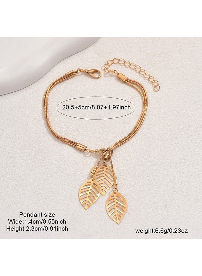 Stackable Link Chain Bracelets for Women Greek Goddess Bracelet Leaf Charms Bracelet Jewelry Gift - Image 2