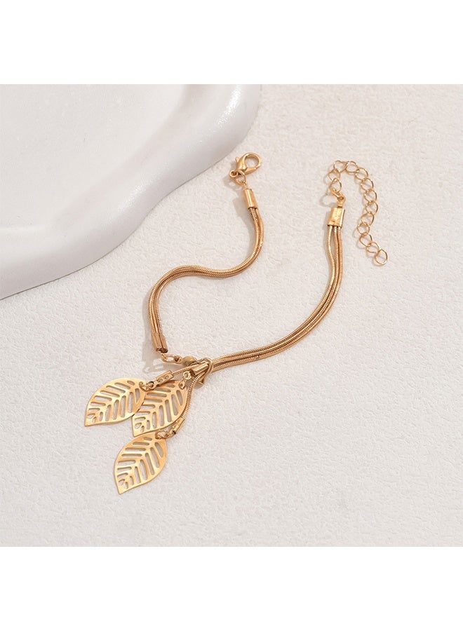 Stackable Link Chain Bracelets for Women Greek Goddess Bracelet Leaf Charms Bracelet Jewelry Gift - Image 3