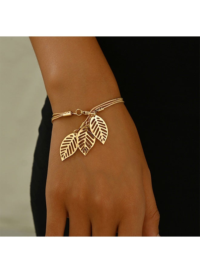 Stackable Link Chain Bracelets for Women Greek Goddess Bracelet Leaf Charms Bracelet Jewelry Gift - Image 4