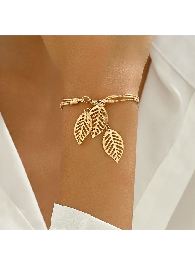 Stackable Link Chain Bracelets for Women Greek Goddess Bracelet Leaf Charms Bracelet Jewelry Gift - Image 5