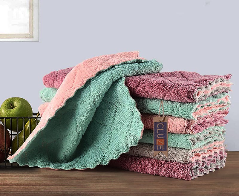CLUZE Microfiber Cleaning Cloth, Kitchen Towels, Double-Sided Microfiber Towel Lint Free Highly Absorbent Multi-Purpose Dust and Dirty Cleaning Supplies for Kitchen Car Cleaning - Image 1