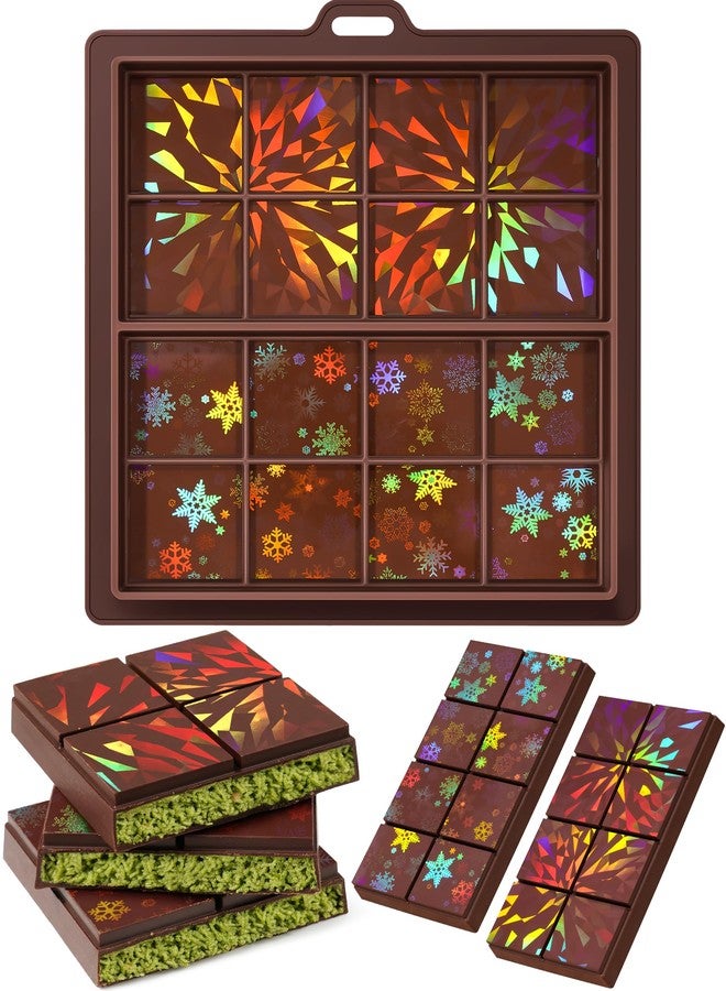 ان اي هوم قوالب شوكولاتة ثلاثية الأبعاد من NiHome، قالب سميك بعمق 0.67 بوصة لشوكولاتة دبي الداكنة، آمن للاستخدام في غسالة الصحون ويمكن تعليقه على الحائط، هدية مثالية لعيد الميلاد وعيد الحب (بأنماط ندفة الثلج والألعاب النارية) - Image 1