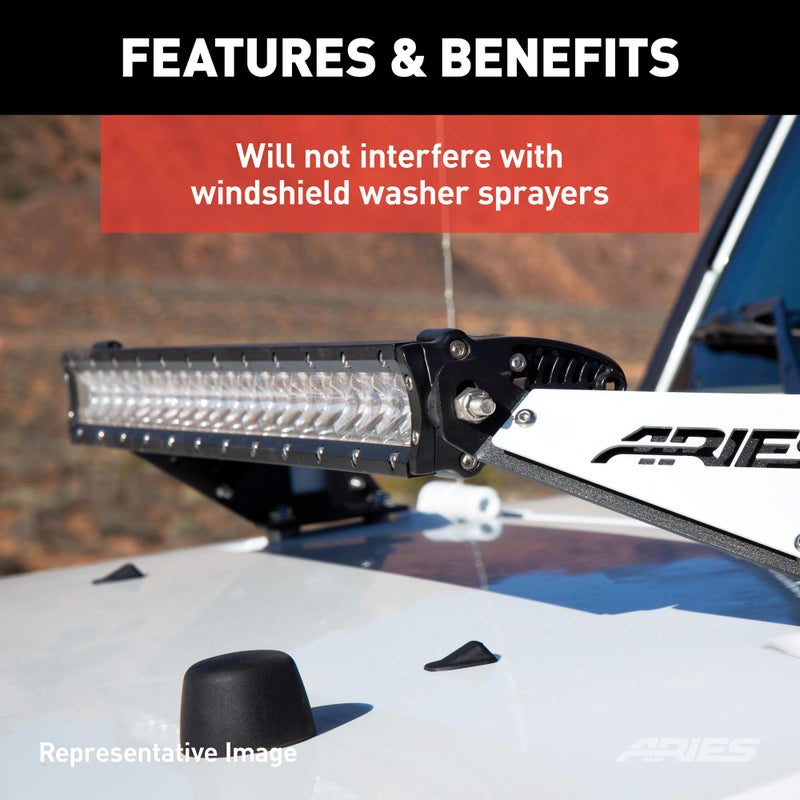 ARIES 15912 Jeep Wrangler JK Hood Light Brackets, LEDs Sold Separately , Black - Image 5