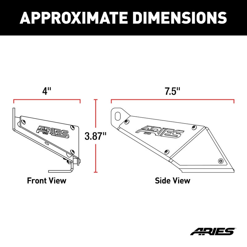 ARIES 15912 Jeep Wrangler JK Hood Light Brackets, LEDs Sold Separately , Black - Image 2