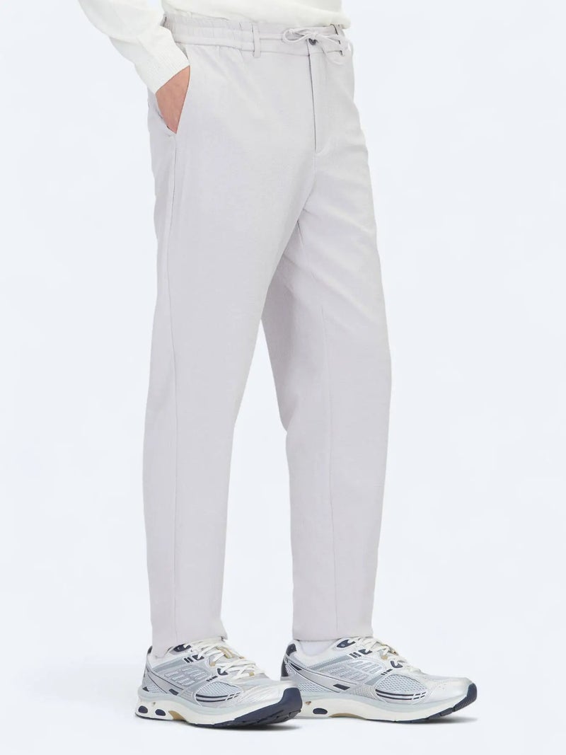 Kip Light Grey Weaving Jogging Fit Casual Trousers - Image 3