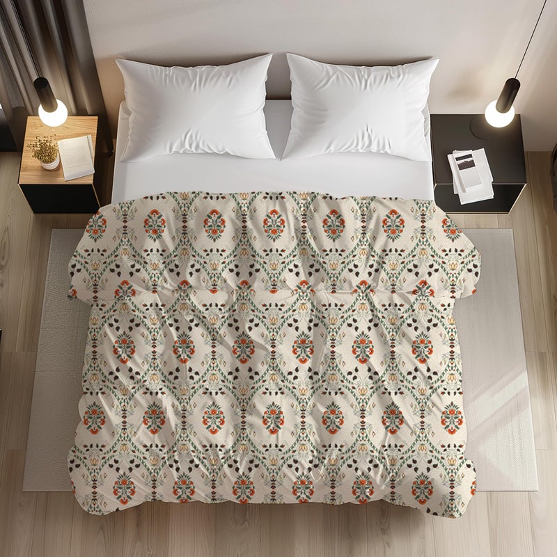 LOOMLYFE 200TC Premium Glace Cotton Duvet Cover/Comforter Cover/Rajai Cover/Blanket Cover/Quilt Cover for Double Bed with Zipper 90"x100" inches - BeigeJaipuri - Image 5