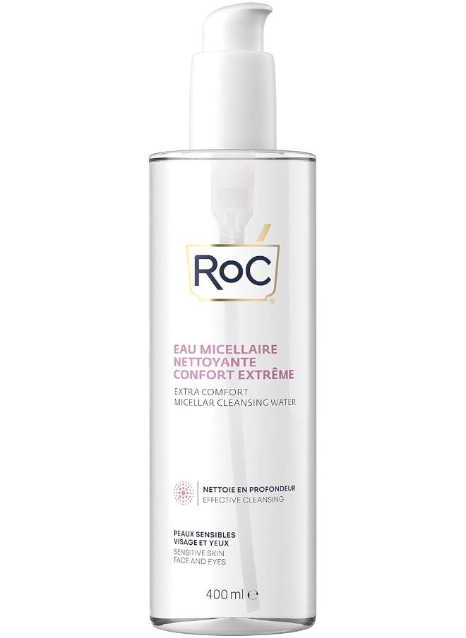 RoC - Roc Extra Comfort Micellar Cleansing Water Sensitive Skin, Face And Eyes Effective Minimises Allergy Risks 400 Ml - Image 1