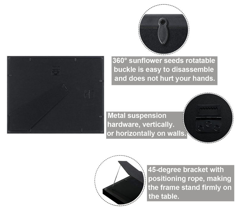 CORE ART 11x14 Diploma Frame Display Certificates 8.5x11 with Mat or 11x14 without Mat, College Degree Frame with Real Glass, Wall and Tabletop Display(Black, 2 Pack) - Image 5