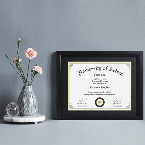 CORE ART 11x14 Diploma Frame Display Certificates 8.5x11 with Mat or 11x14 without Mat, College Degree Frame with Real Glass, Wall and Tabletop Display(Black, 2 Pack) - Image 2