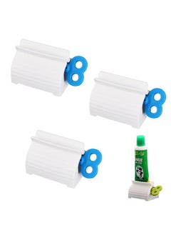 Generic Tube Toothpaste Squeezer, 3 Pieces with Rolling Toothpaste Holder Toothpaste Dispenser Set Dust-Proof, Holder Rotating Squeezing Toothpaste Artifact Dispenser for Bathroom Blue  - Image 1