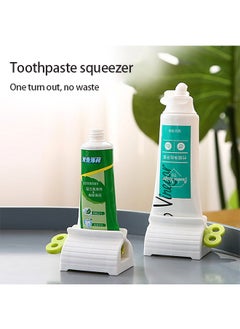 Generic Tube Toothpaste Squeezer, 3 Pieces with Rolling Toothpaste Holder Toothpaste Dispenser Set Dust-Proof, Holder Rotating Squeezing Toothpaste Artifact Dispenser for Bathroom Blue  - Image 3