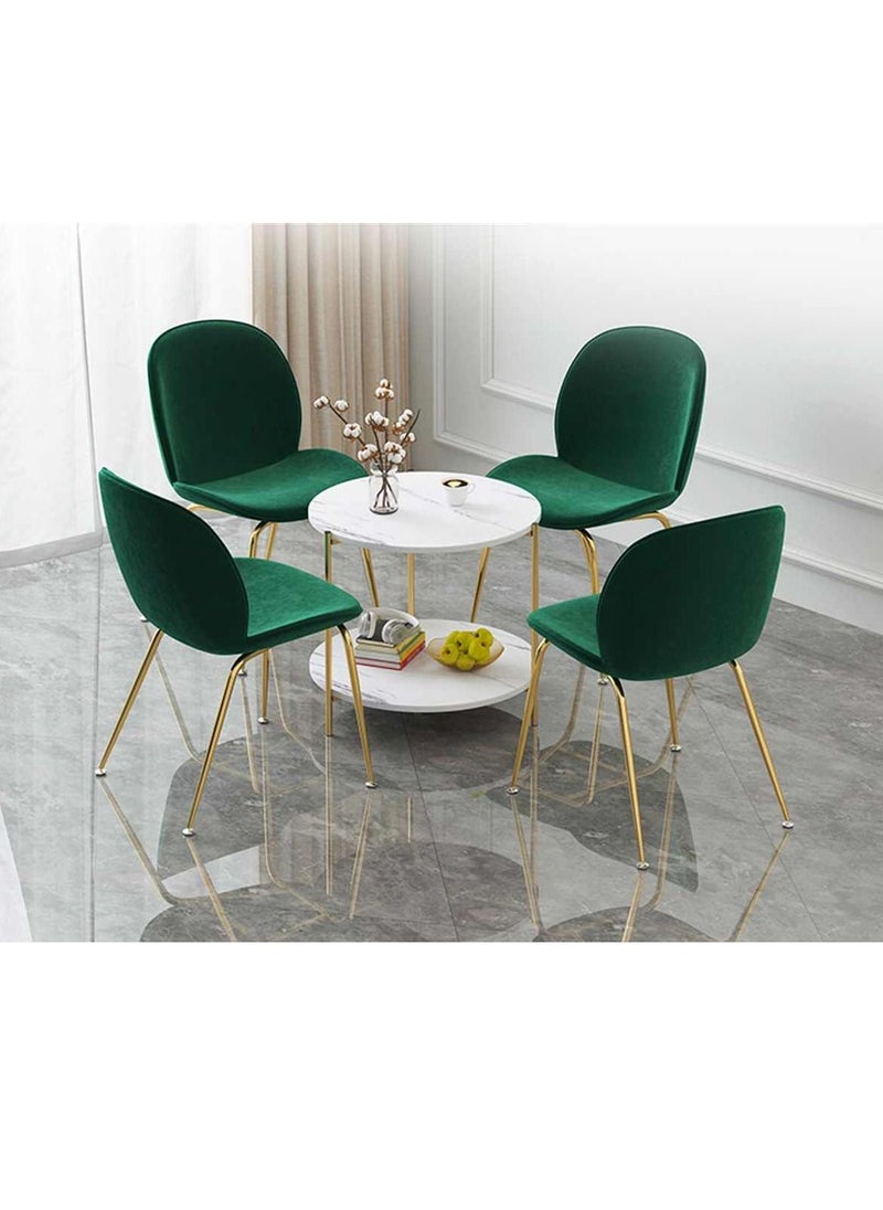 Generic 2 Tier White Side Table, Golden Iron Living Room Coffee Table Square Coffee Table Sofa Side Table Bedroom Bedside Table  - Image 4