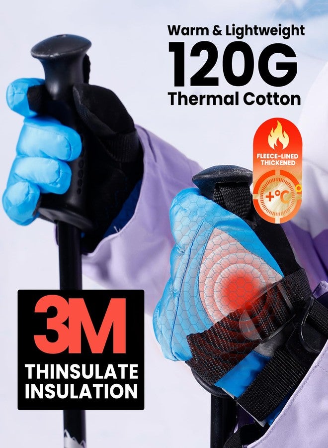 OutdoorMaster Kids Ski Snow Gloves, 3M Thinsulate Winter Windproof Waterproof Thermal Gloves for Boys & Girls, Fits Youth Winter Sports, Skiing, Snowboard - Image 2