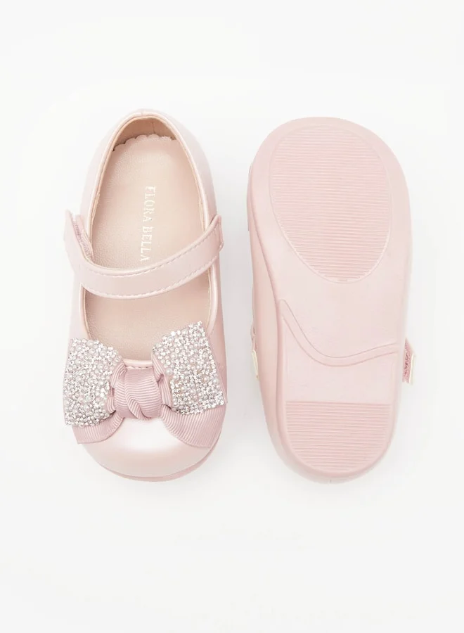فلورا بيلا من شو إكسبرس Girls Bow Accent Booties With Hook And Loop Closure