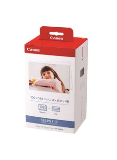 Canon Canon KP-108IN Color Ink Paper Set for Canon Selphy CP910/CP810 Photo Printer, 108 Sheets, White  - Image 1