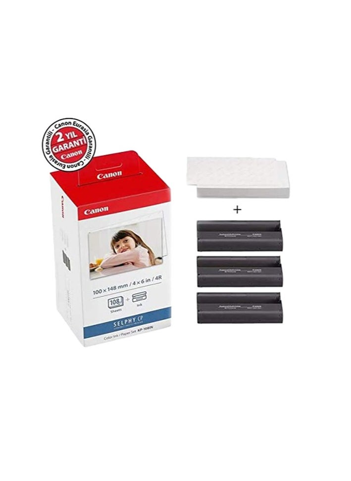 Canon Canon KP-108IN Color Ink Paper Set for Canon Selphy CP910/CP810 Photo Printer, 108 Sheets, White  - Image 2
