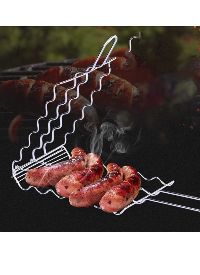 Generic - Barbecue Grilling Basket BBQ Hot Dog Griller Rack Premium Quality Metal Rack for 6 Hot Dogs Strong load-bearing capacity Grill Mesh Clip Holder for Picnic Kitchen Tools - Image 1