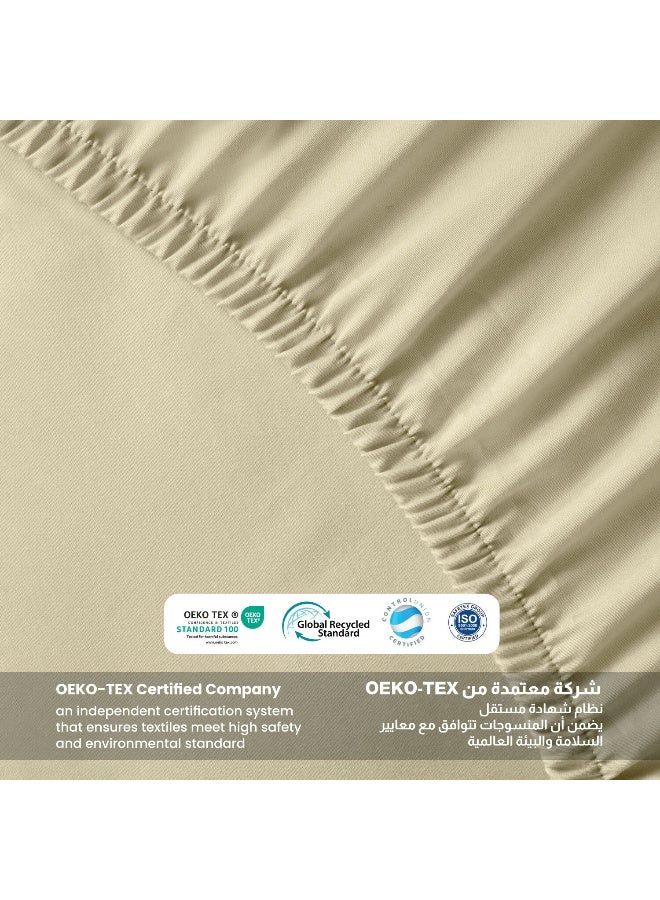 Rest مجموعة ملاءات سرير مريحة من REST 3 قطع باللون البيج 180x200+30 سم تشمل 1 ملاءة سرير عميقة و 2 غطاء وسادة، قابلة للتنفس وقابلة للغسل في الغسالة - Image 4