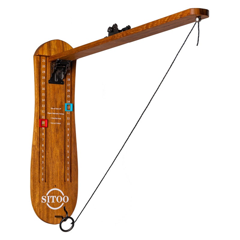 SITOO Ring Toss Game for Adults Outdoors Games Wall Mounted Hook and Ring Game with Foldable Arm Wood