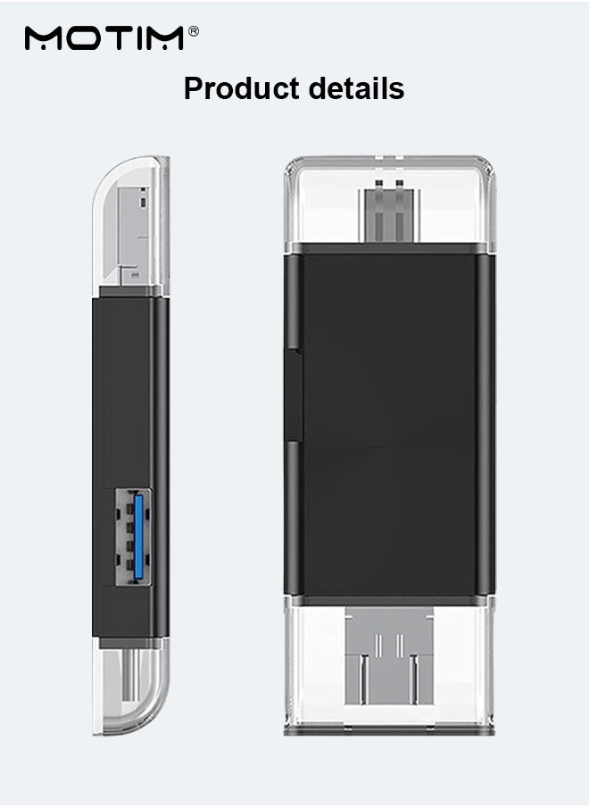 SD Card Reader, SD/Micro SD/USB 2.0 /Micro USB/Type C/TF/  6-IN-1 OTG Memory Adapter Connector, 480 MPBS High-Speed for SD/Micro SD/SDHC/SDXC/MMC, Compatible with iPhone 16/15, MacBook iPad Pro Android Phone PC Laptop etc