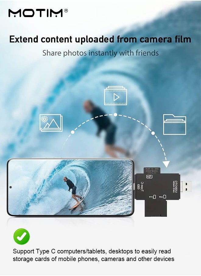 SD Card Reader, SD/Micro SD/USB 2.0 /Micro USB/Type C/TF/  6-IN-1 OTG Memory Adapter Connector, 480 MPBS High-Speed for SD/Micro SD/SDHC/SDXC/MMC, Compatible with iPhone 16/15, MacBook iPad Pro Android Phone PC Laptop etc