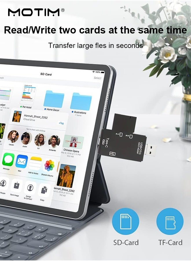 SD Card Reader, SD/Micro SD/USB 2.0 /Micro USB/Type C/TF/  6-IN-1 OTG Memory Adapter Connector, 480 MPBS High-Speed for SD/Micro SD/SDHC/SDXC/MMC, Compatible with iPhone 16/15, MacBook iPad Pro Android Phone PC Laptop etc