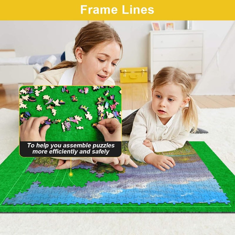 Ainiv Jigsaw Puzzle Mat Roll Up 1500 Pieces, 46" x 26" Portable Felt Puzzles Board with Travel Storage Bag, Jigsaw Saver Pad Keeper for Adults Teens, Green - Image 3
