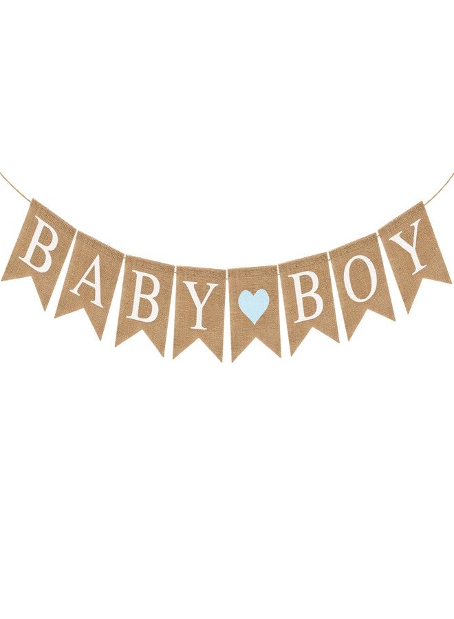 LIGHOON Pre-Strung Baby Boy Burlap Banner, Gender Reveal Banner for Baby Shower Party Decorations (Light Blue Heart) - Image 1
