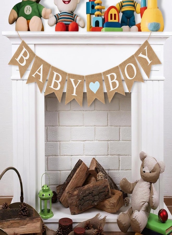 LIGHOON Pre-Strung Baby Boy Burlap Banner, Gender Reveal Banner for Baby Shower Party Decorations (Light Blue Heart) - Image 4