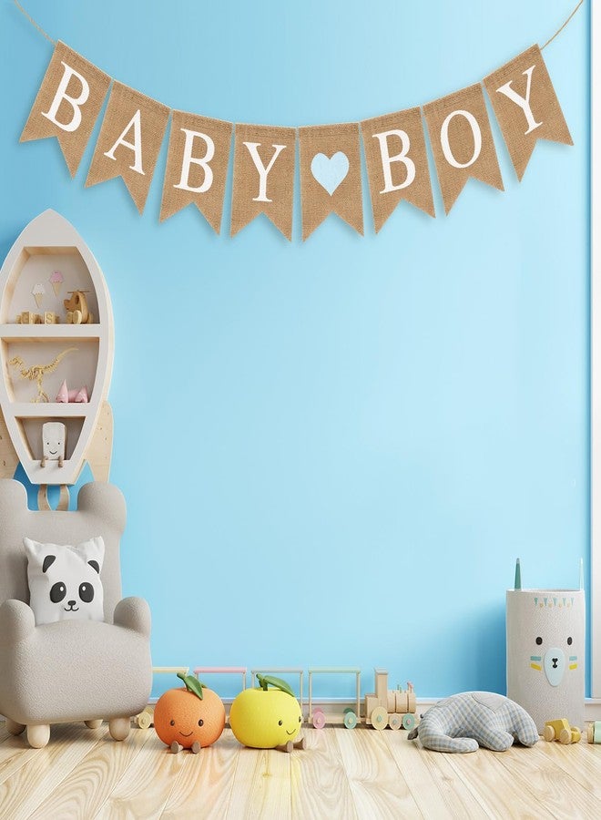 LIGHOON Pre-Strung Baby Boy Burlap Banner, Gender Reveal Banner for Baby Shower Party Decorations (Light Blue Heart) - Image 3