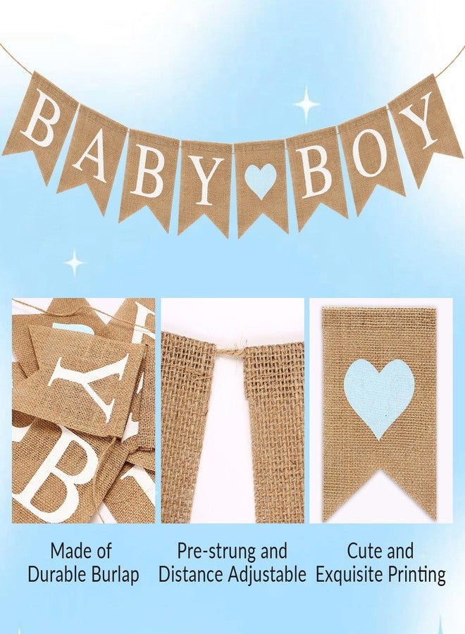 LIGHOON Pre-Strung Baby Boy Burlap Banner, Gender Reveal Banner for Baby Shower Party Decorations (Light Blue Heart) - Image 5