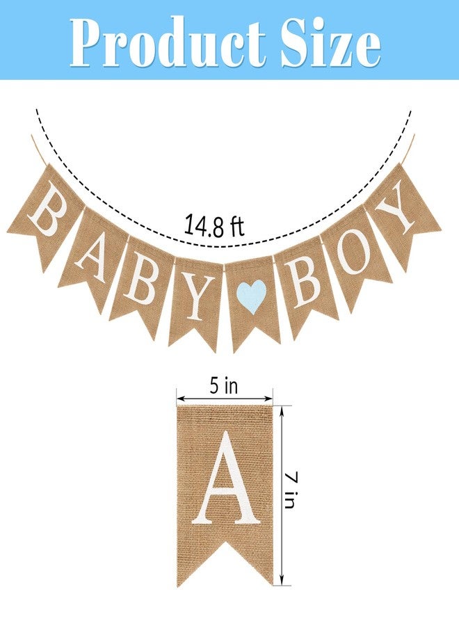 LIGHOON Pre-Strung Baby Boy Burlap Banner, Gender Reveal Banner for Baby Shower Party Decorations (Light Blue Heart) - Image 2