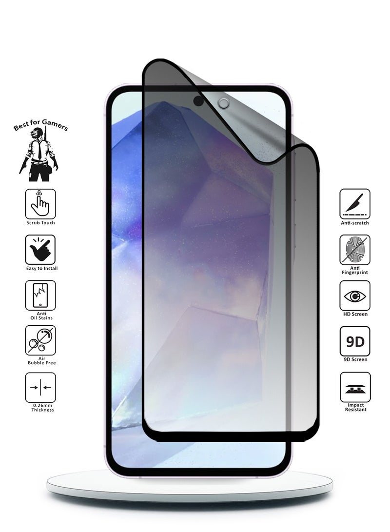 Wtech Nano Ceramic Privacy Full Glue Full Cover Matte Flexible Screen Protector For Samsung Galaxy A55 5G 2024 Clear/Black - Image 2