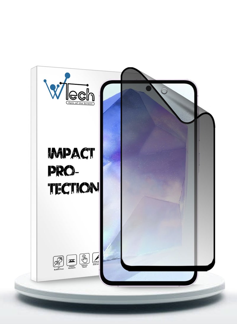 Wtech Nano Ceramic Privacy Full Glue Full Cover Matte Flexible Screen Protector For Samsung Galaxy A55 5G 2024 Clear/Black - Image 1