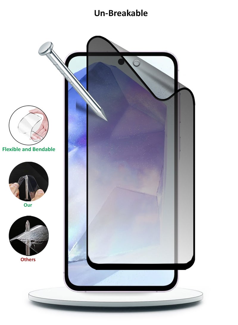 Wtech Nano Ceramic Privacy Full Glue Full Cover Matte Flexible Screen Protector For Samsung Galaxy A55 5G 2024 Clear/Black - Image 4